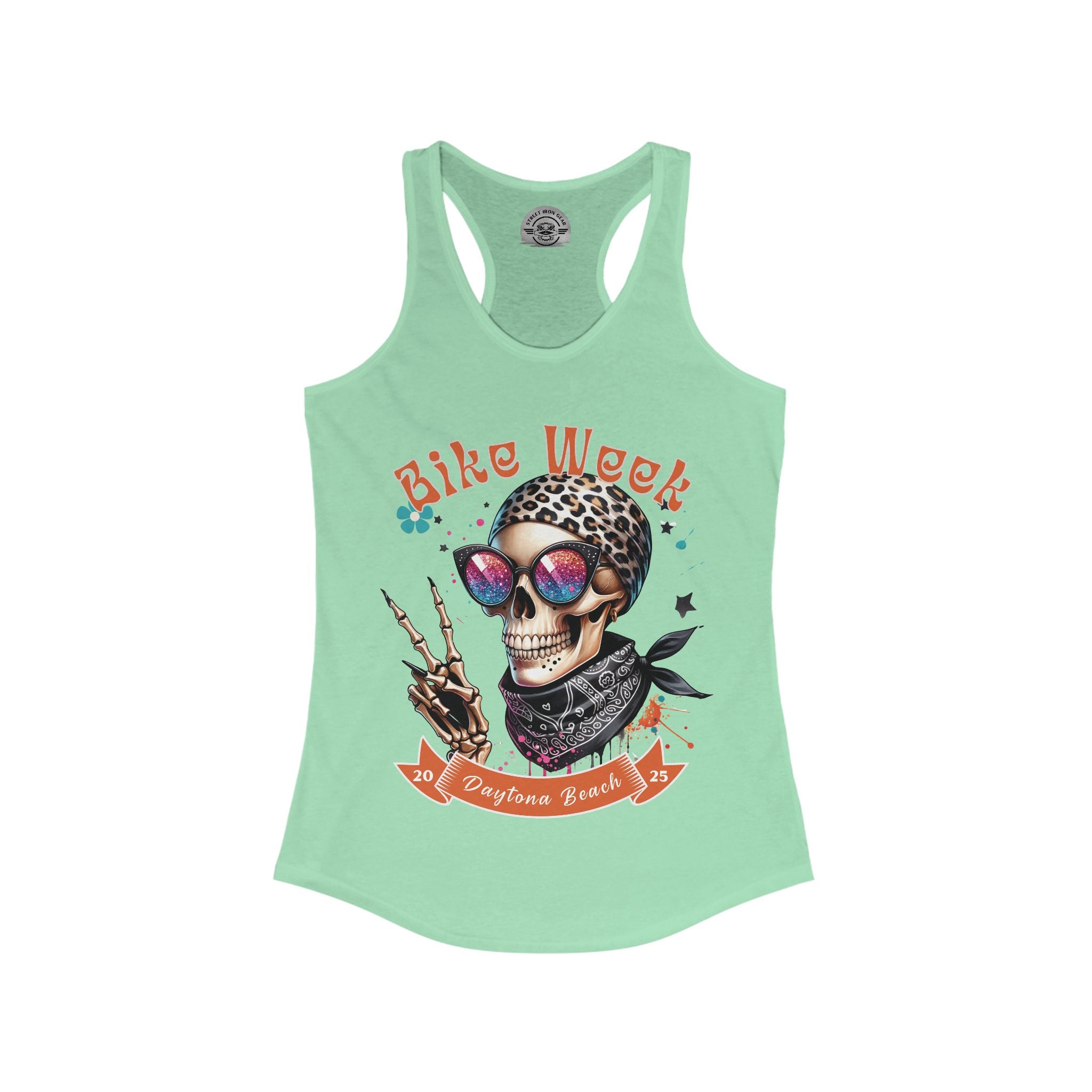 Ladies Daytona Bike Week 2025 Hipster Skull Racerback Tank