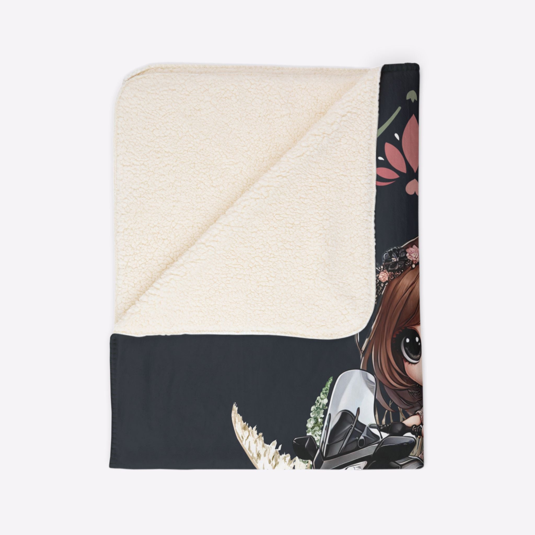 Can-Am Spyder Chibi Girl Cottagecore Sherpa Blanket