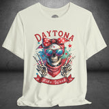 Ladies Daytona Bike Week 2025 Hipster Skull Crew Neck TShirt