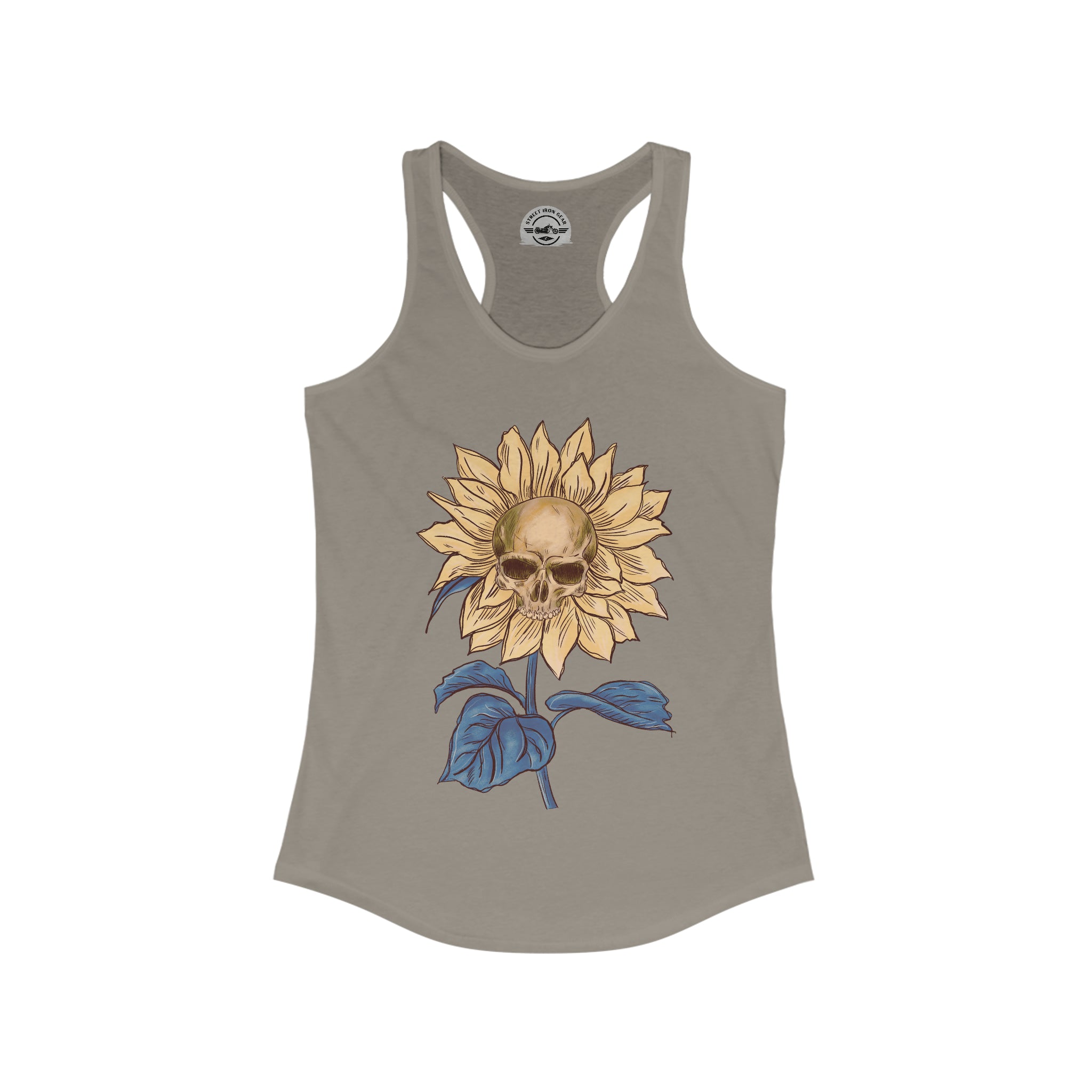 Cottagecore Skull Sunflower Racerback Tank Top