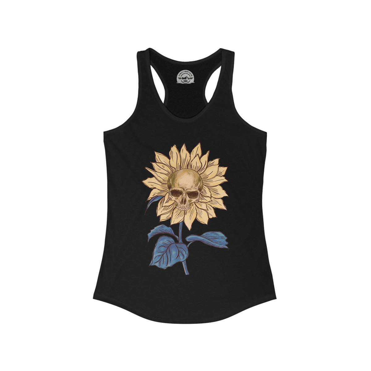 Cottagecore Skull Sunflower Racerback Tank Top