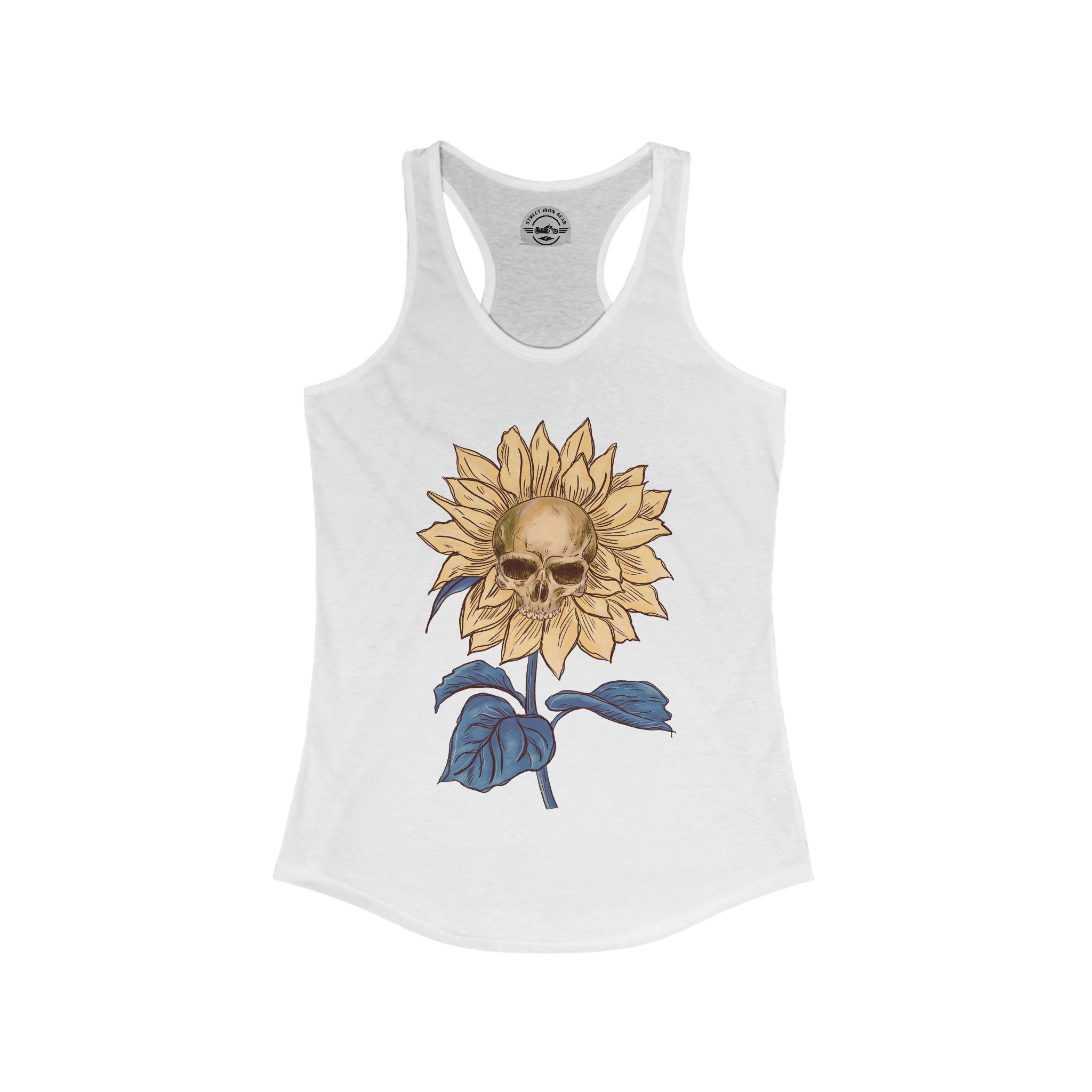 Cottagecore Skull Sunflower Racerback Tank Top