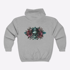 Vintage Pirate Skull Crossbones Zipper Hoodie