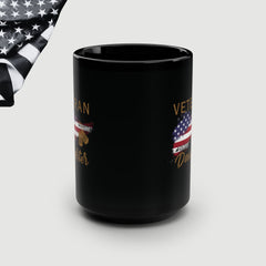 American Veteran Daughter Black Coffee Mug, 15oz