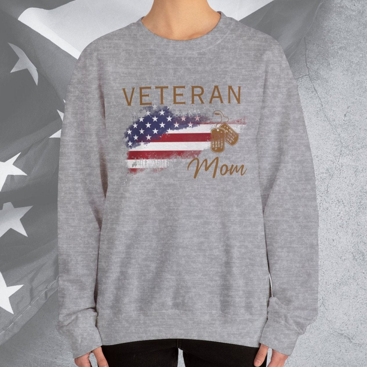 American Veteran Mom Crew Neck Sweatshirt