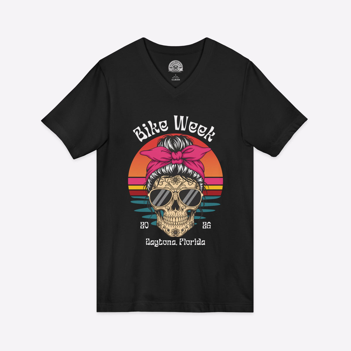 Daytona Bike Week 2026 Women's V-Neck | Hipster Skull