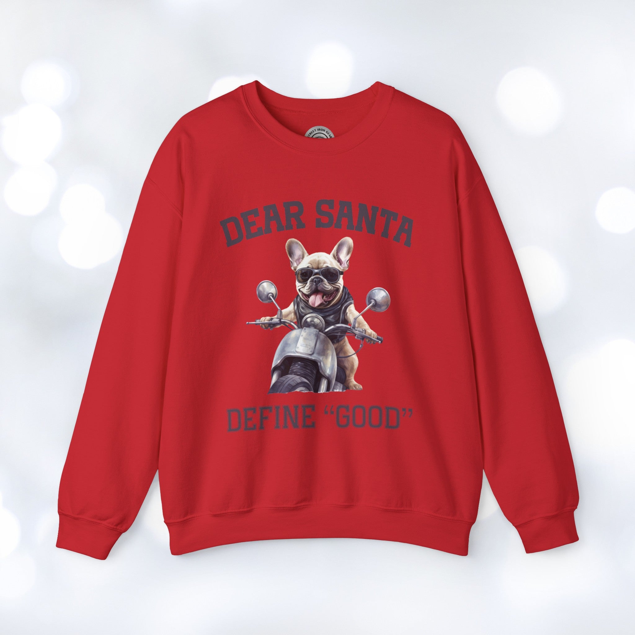 French Bulldog Biker Christmas Crew Neck Sweatshirt