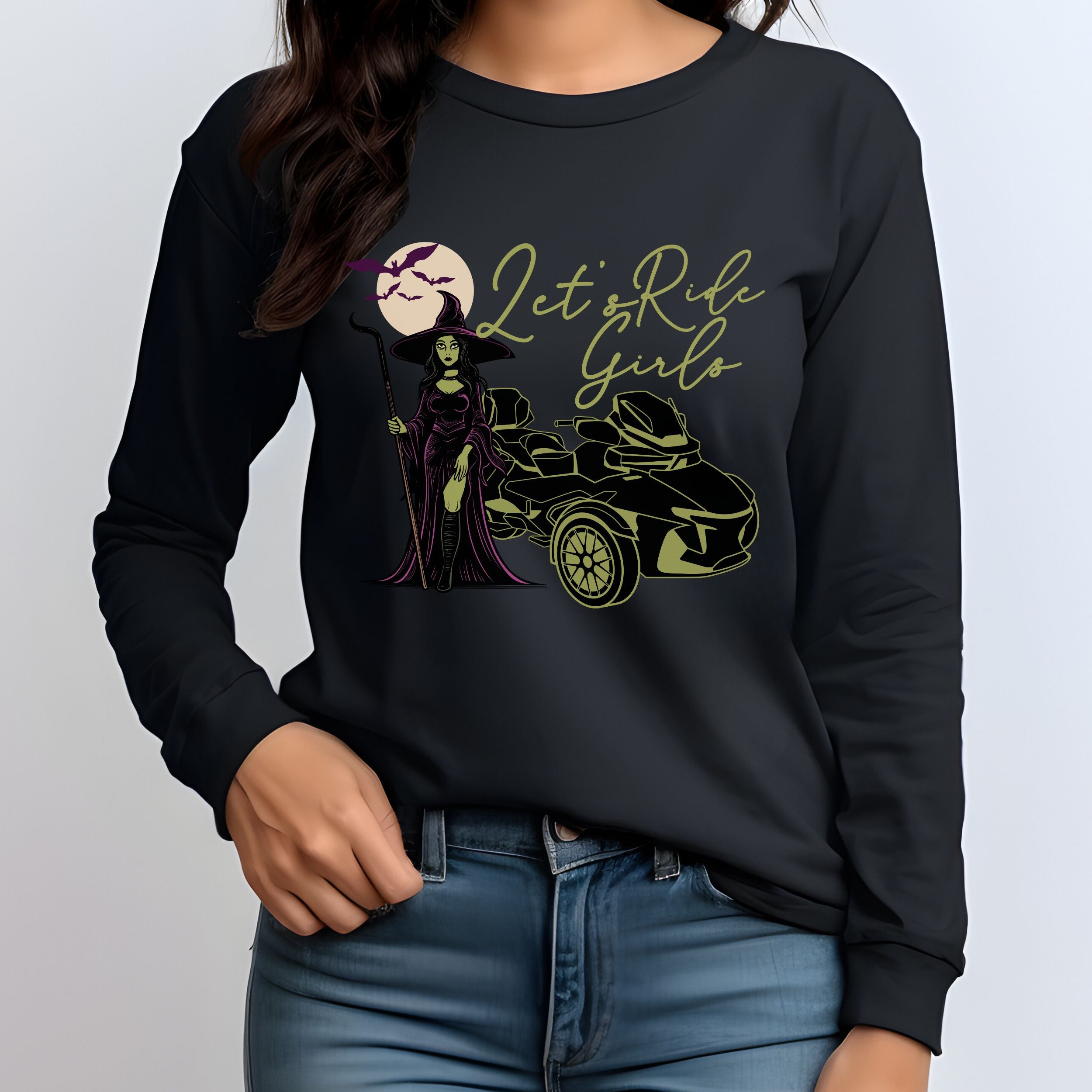 Can-Am Spyder Let's Ride Girls Halloween Long Sleeve Crew Neck TShirt