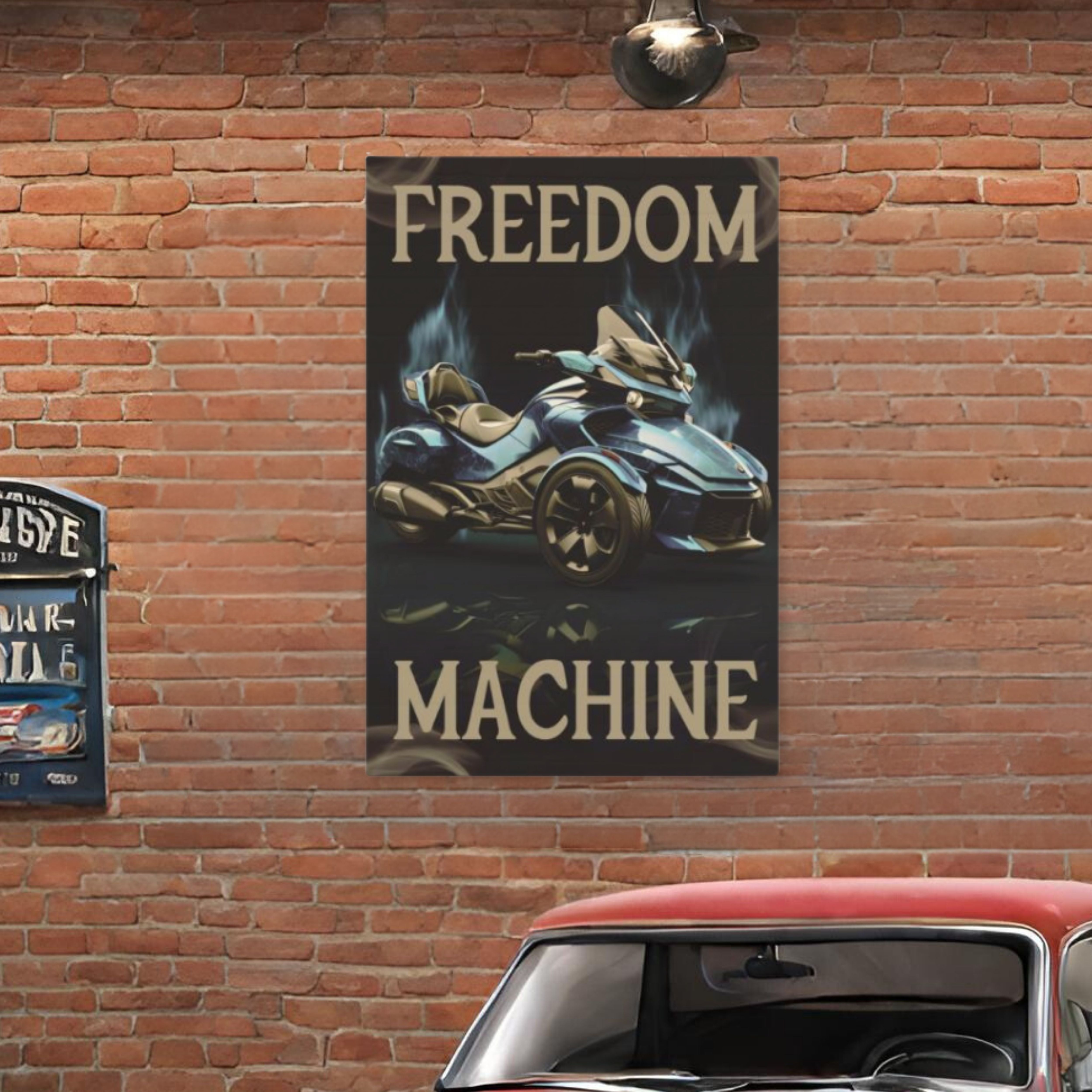 Spyder Motorcycle Metal Poster - Freedom Machine