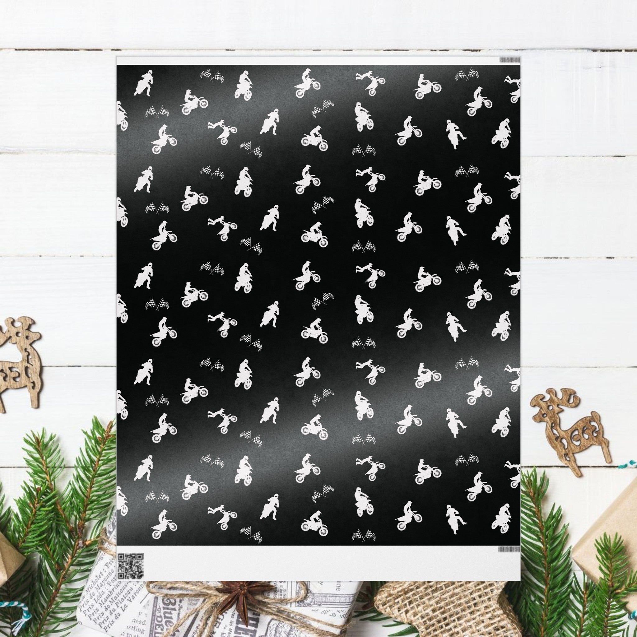 Gift Wrap - Black Motocross