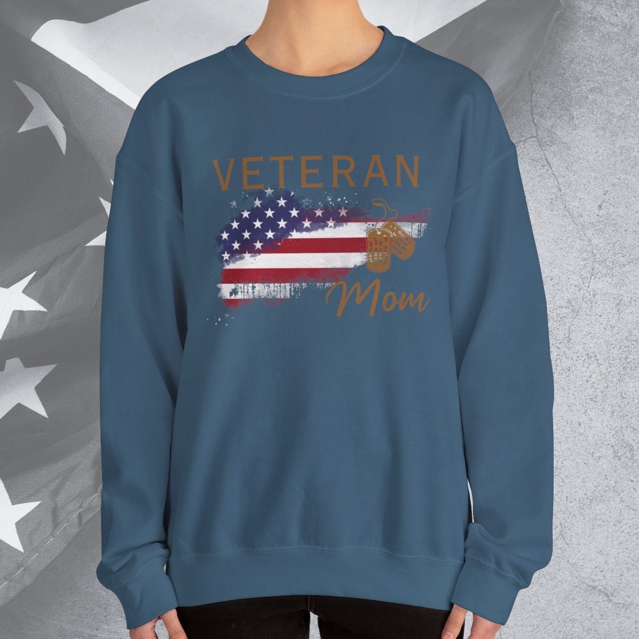 American Veteran Mom Crew Neck Sweatshirt