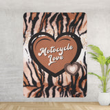 Motorcycle Love Tiger Print Fleece Sherpa Blanket