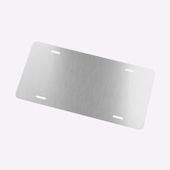 Metallic license plate on a white background