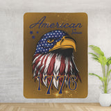 American Since 1776 Sherpa Eagle Flag Blanket (gold)