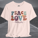 Ladies Retro Peace Love Motorcycles Crew Neck TShirt