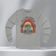 Women's Boho Motorcycle Long Sleeve Crew Neck TShirt