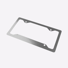 Metallic license plate frame on a white background