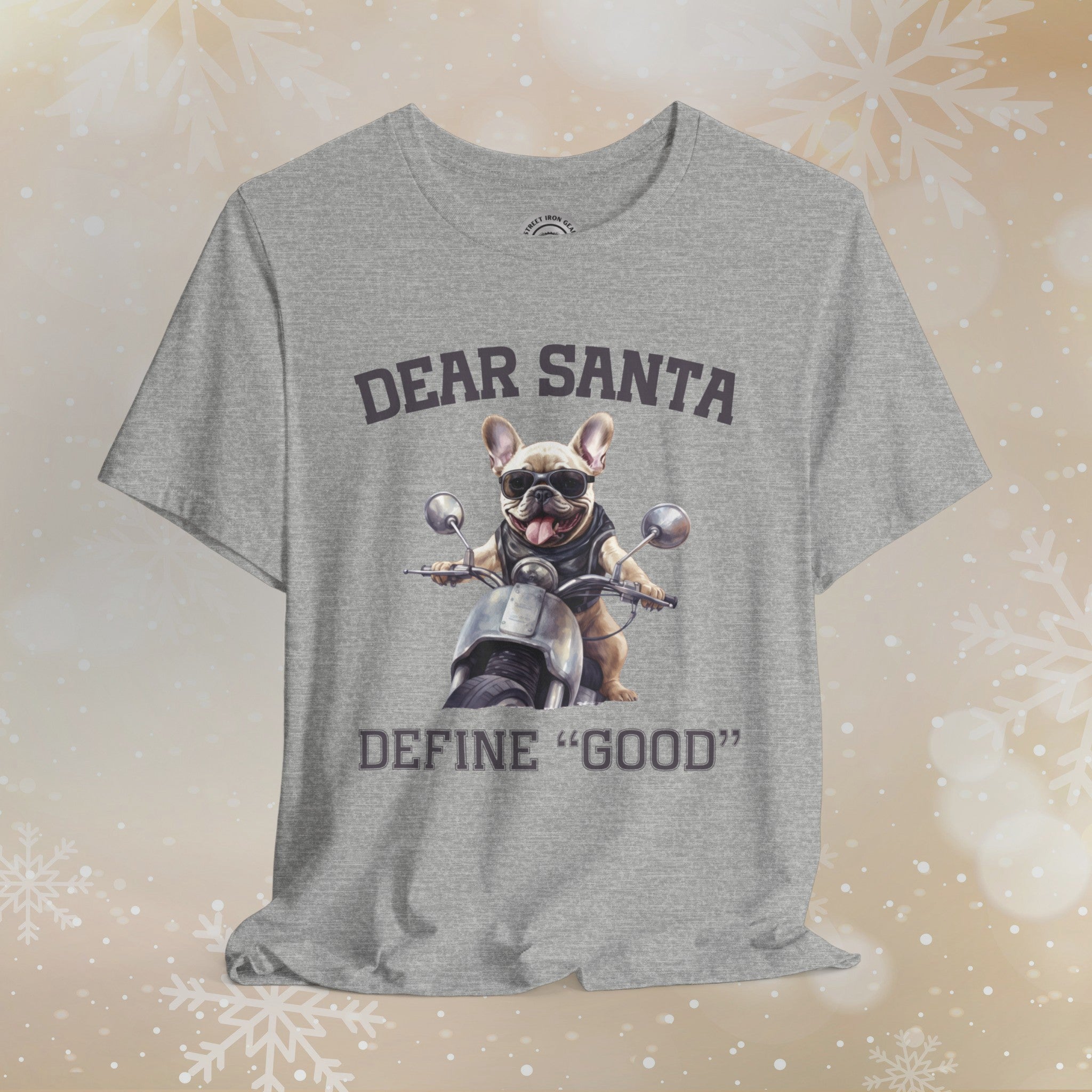 French Bulldog Biker Christmas Crew Neck TShirt