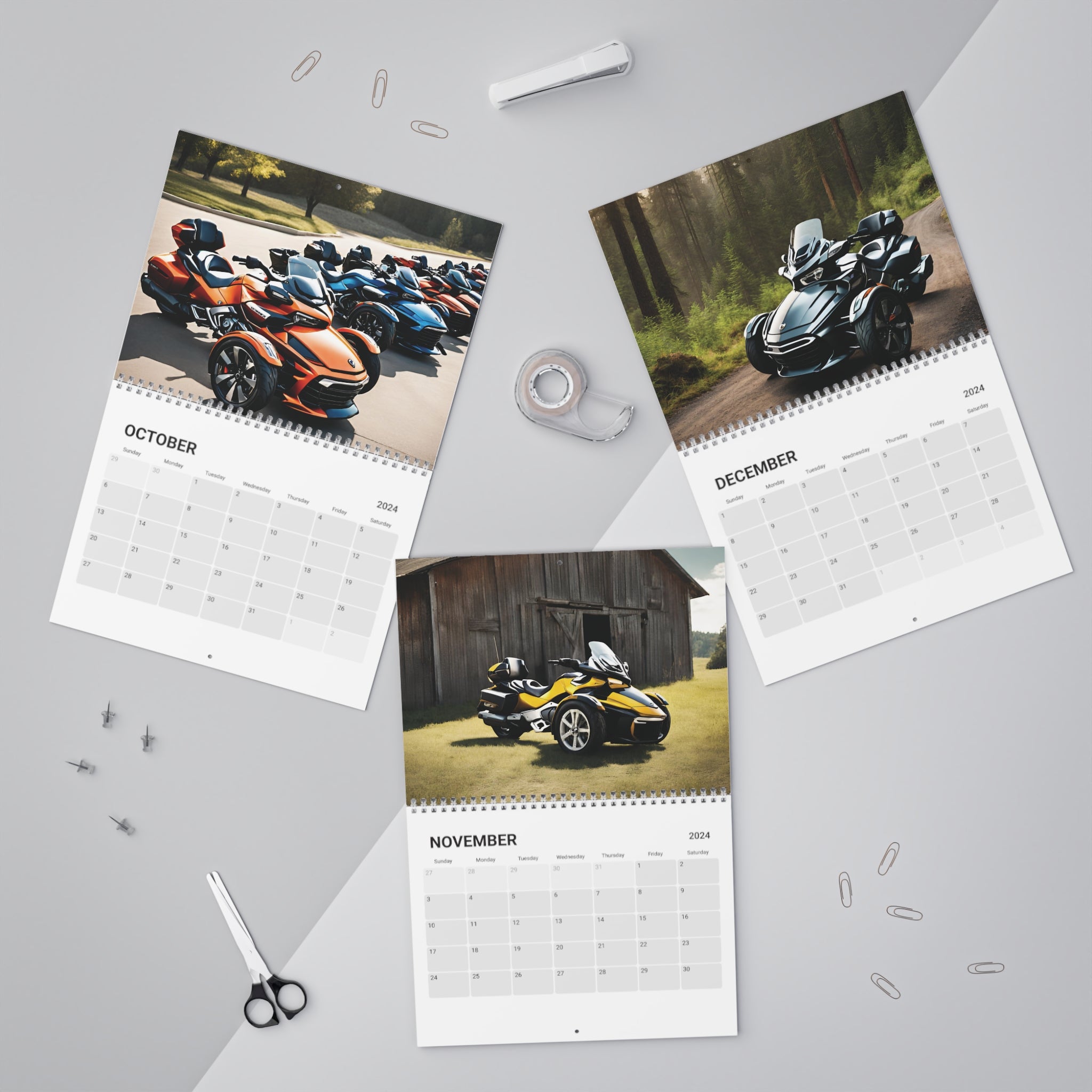 Can-AM Spyder Three Wheeled Motorcycle Wall Calendar - 2024