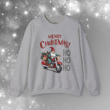 Christmas Biker Gnome Crew Neck Sweatshirt