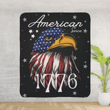 American Since 1776 Sherpa Eagle Flag Blanket (black)