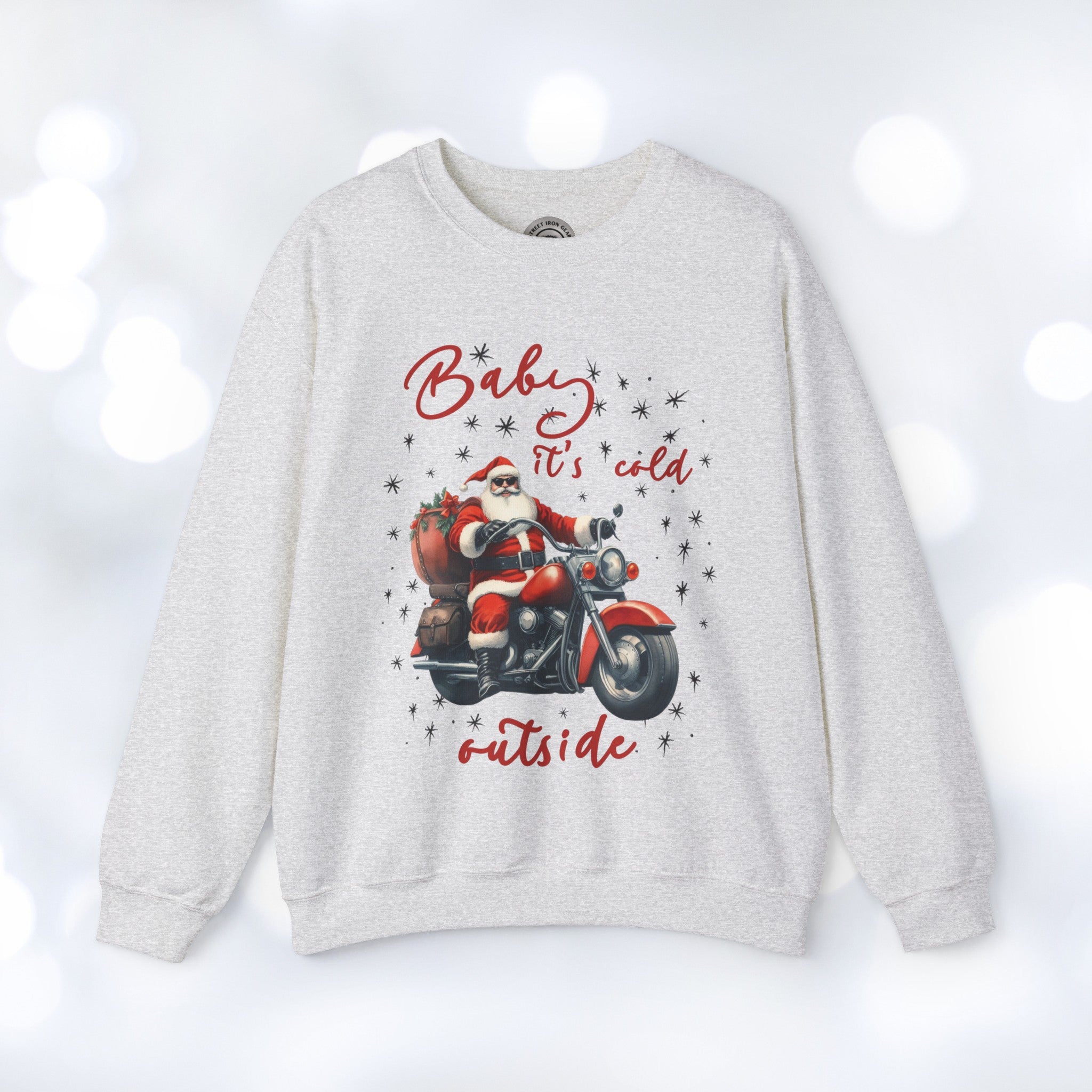 Biker Santa Christmas Crew Neck Sweatshirt