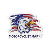 Motorcyclist Map Eagle Die-Cut Magnets