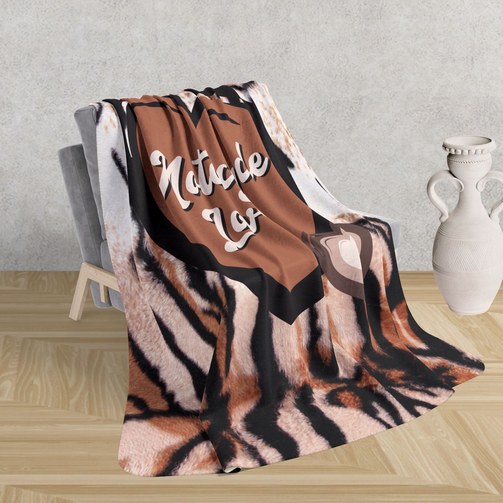 Motorcycle Love Tiger Print Fleece Sherpa Blanket