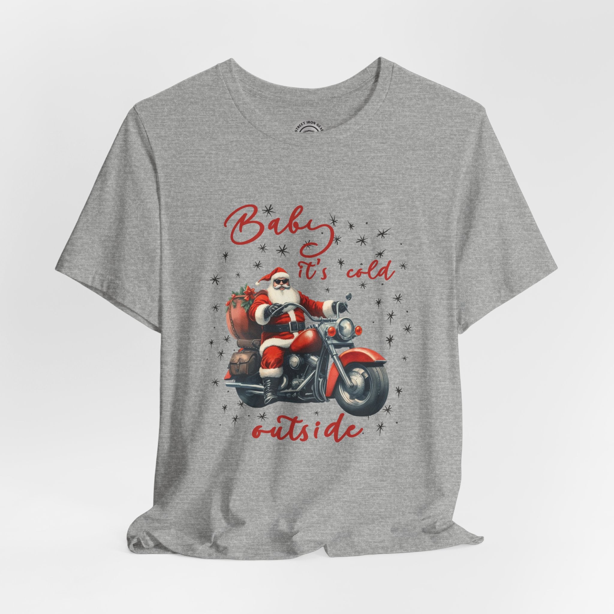 Biker Santa Christmas Crew Neck TShirt