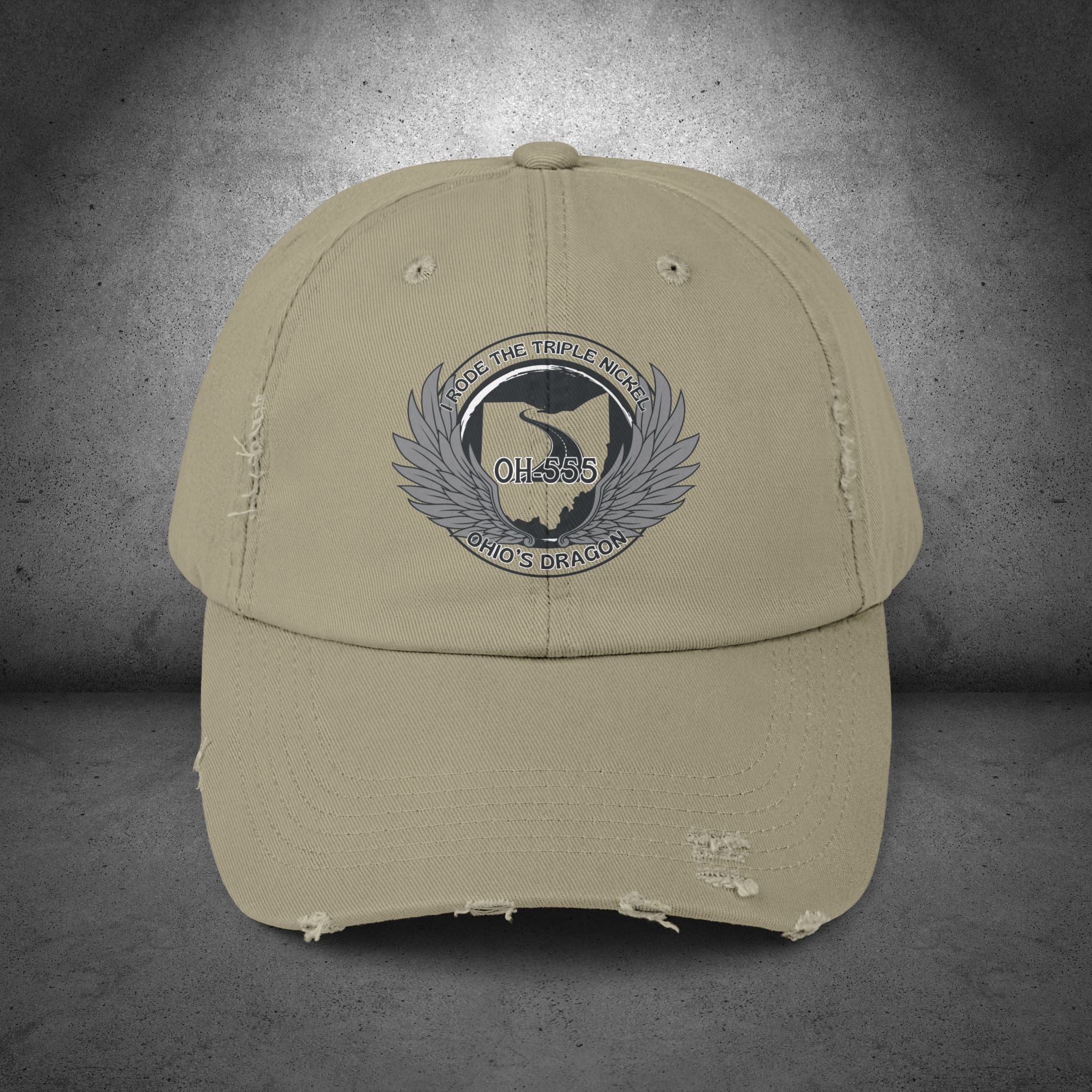 OH-555 Triple Nickel Printed Distressed Dad Cap