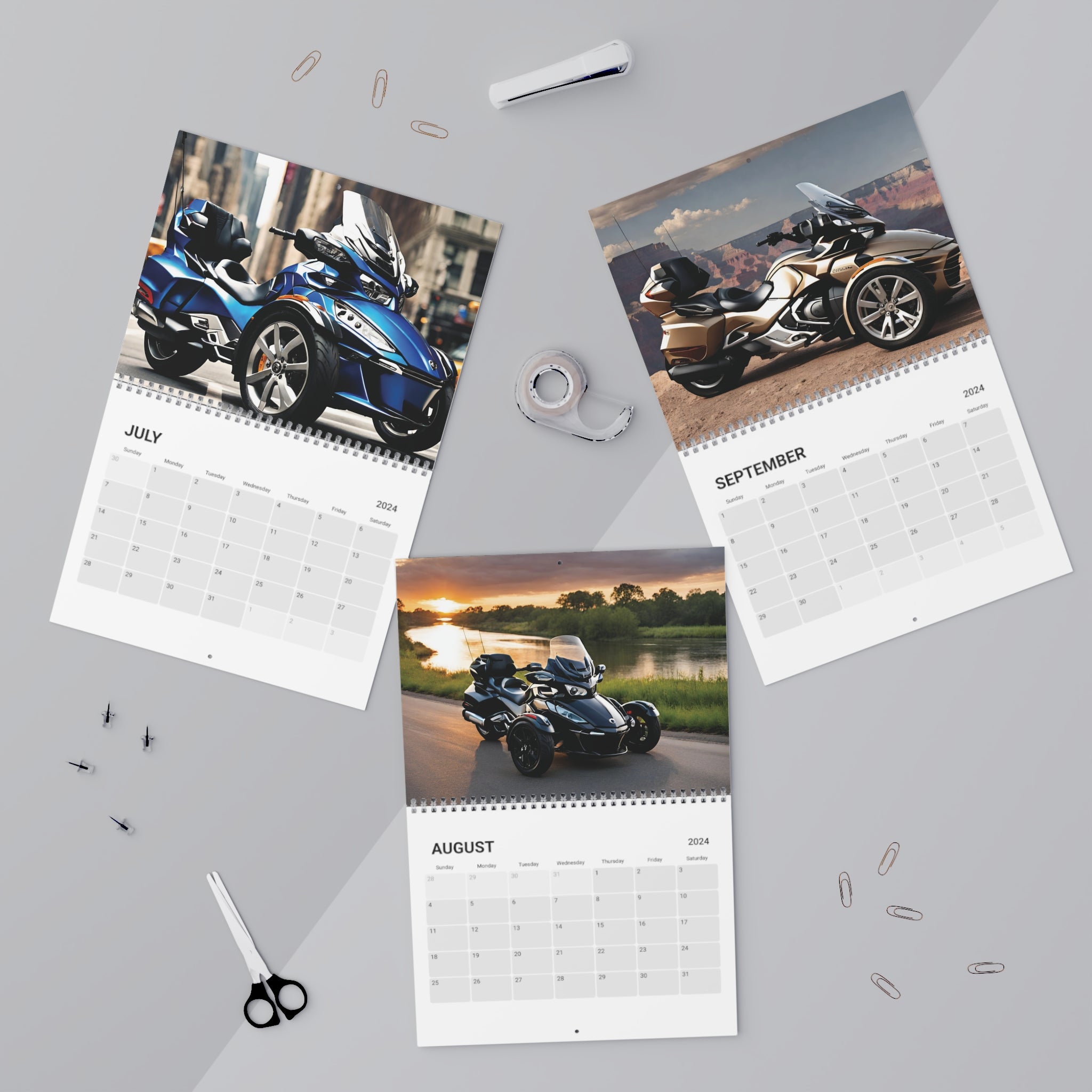 Can-AM Spyder Three Wheeled Motorcycle Wall Calendar - 2024