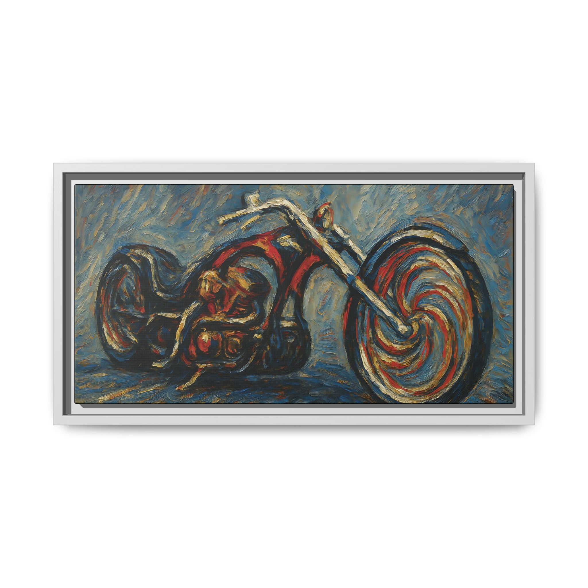 Chopper Motorcycle Framed Canvas Print
