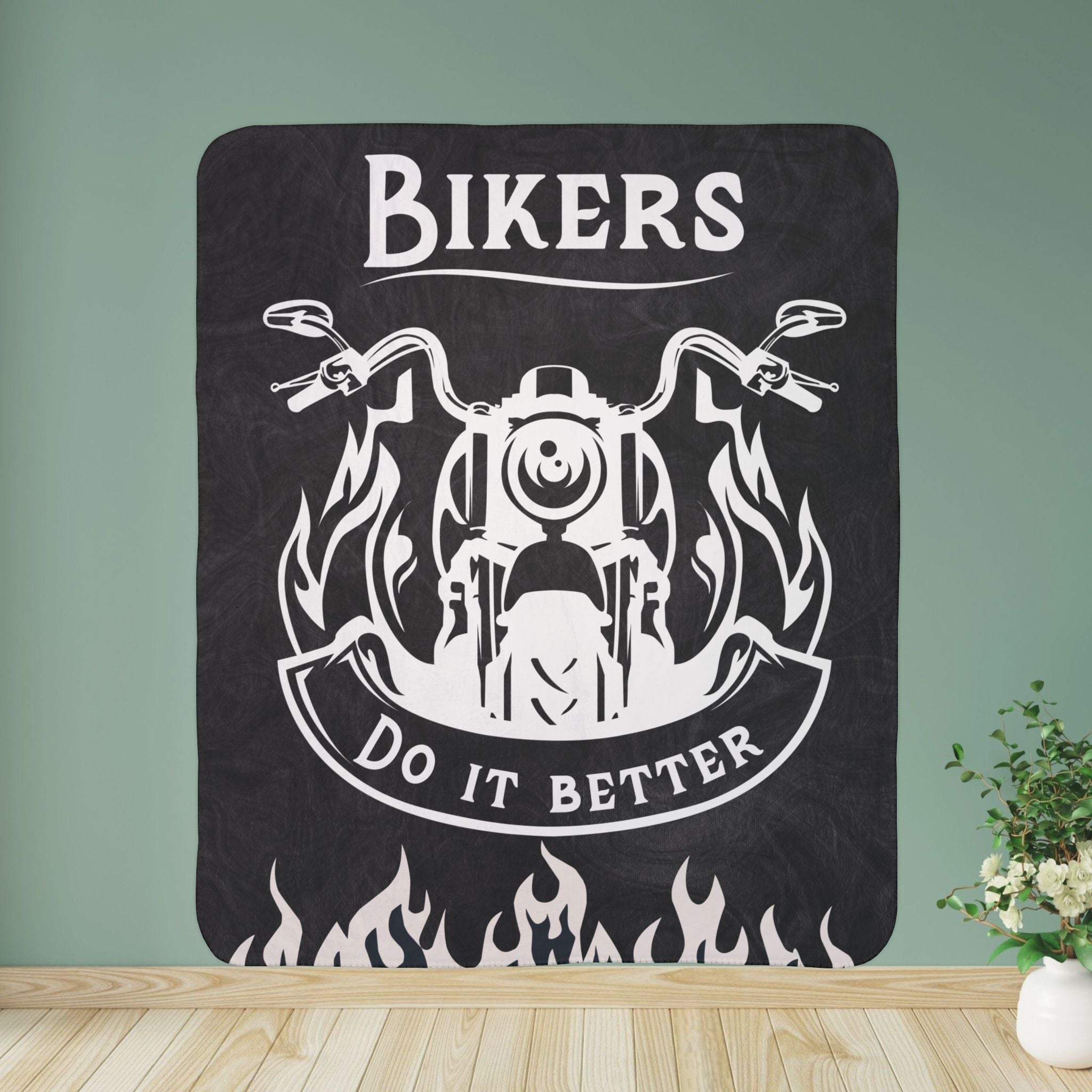 Chopper Motorcycle Sherpa Fleece Blanket