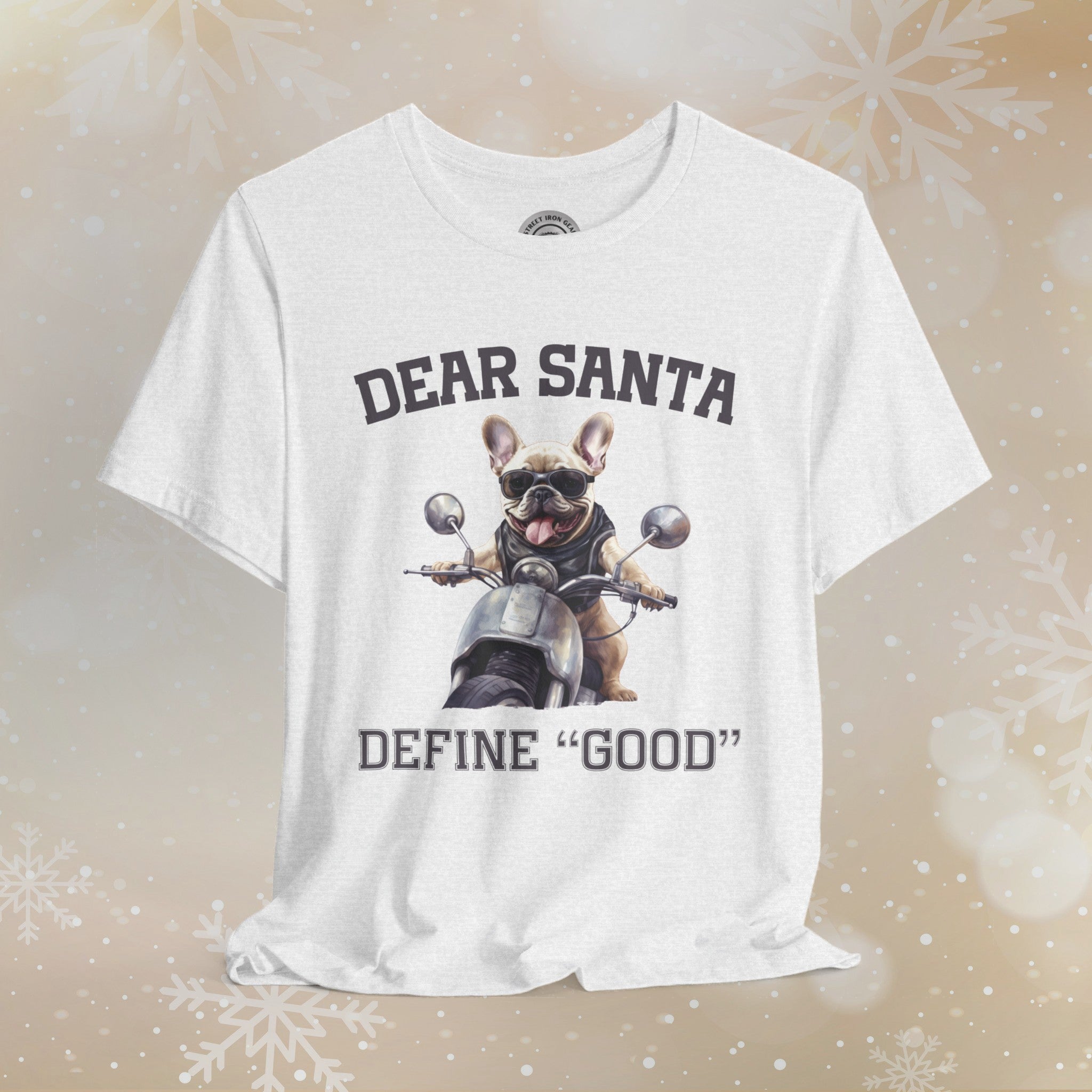 French Bulldog Biker Christmas Crew Neck TShirt