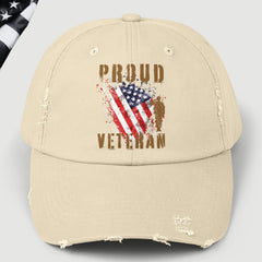 Proud American Veteran Distressed Dad Hat