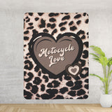 Motorcycle Love Animal Print Fleece Sherpa Blanket