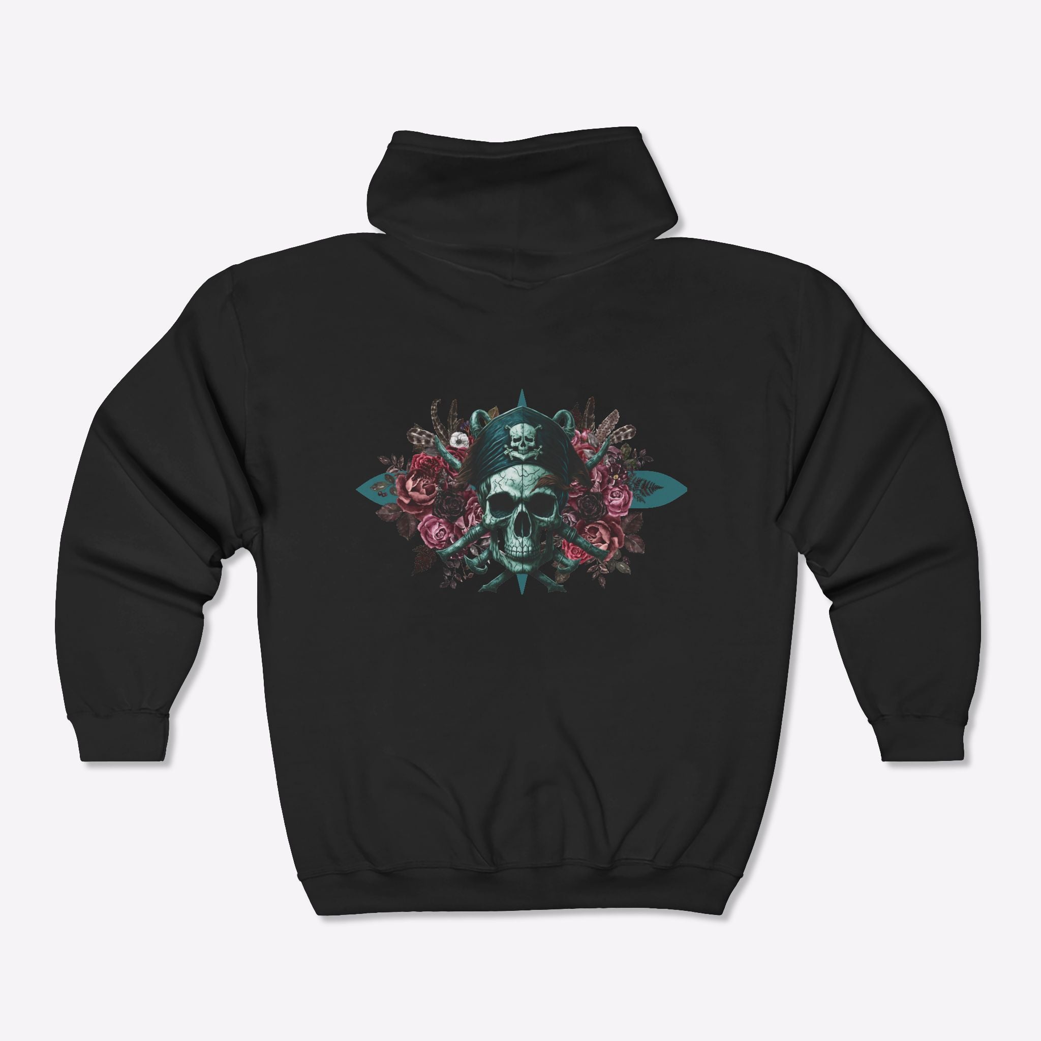 Vintage Pirate Skull Crossbones Zipper Hoodie