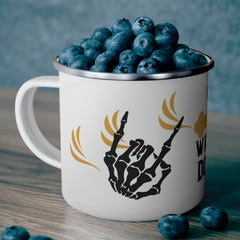 Wheels Down Motorcycle Enamel Camping Mug 12oz