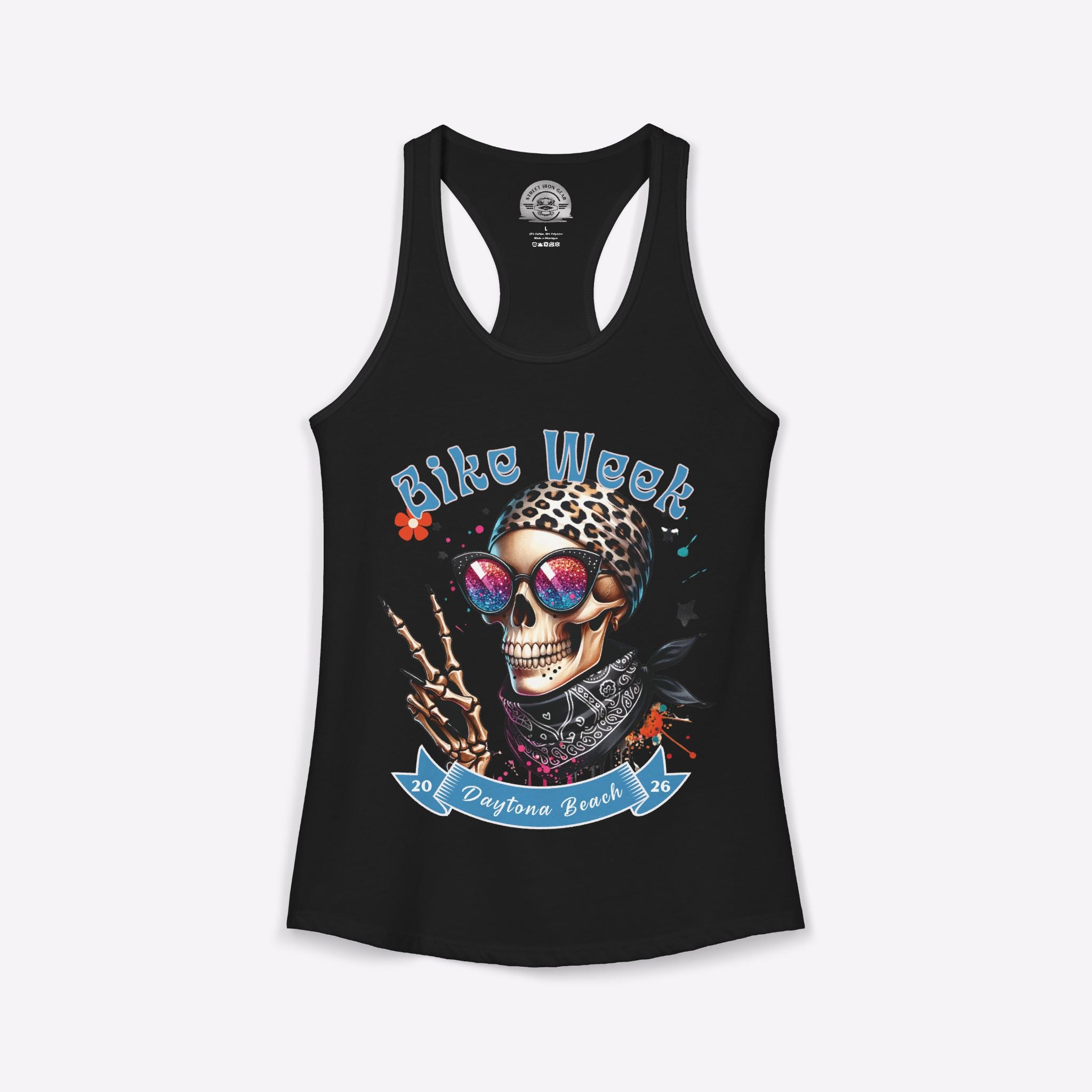 Daytona Bike Week 2026 Women's Racerback Tank | Hipster Skull