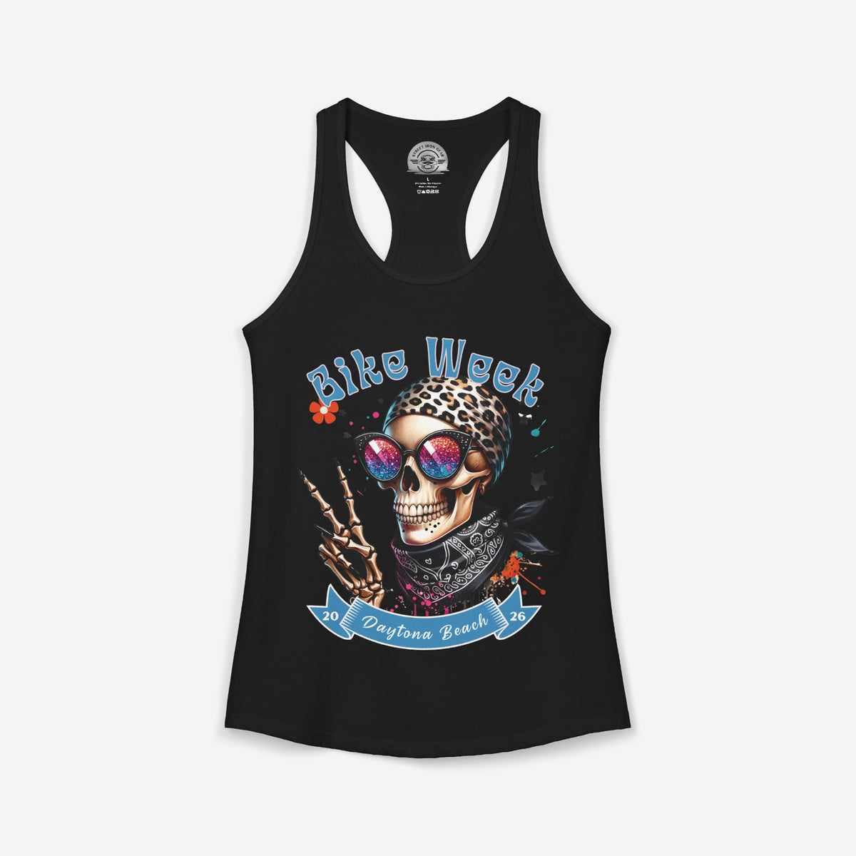 Daytona Bike Week 2026 Women's Racerback Tank | Hipster Skull