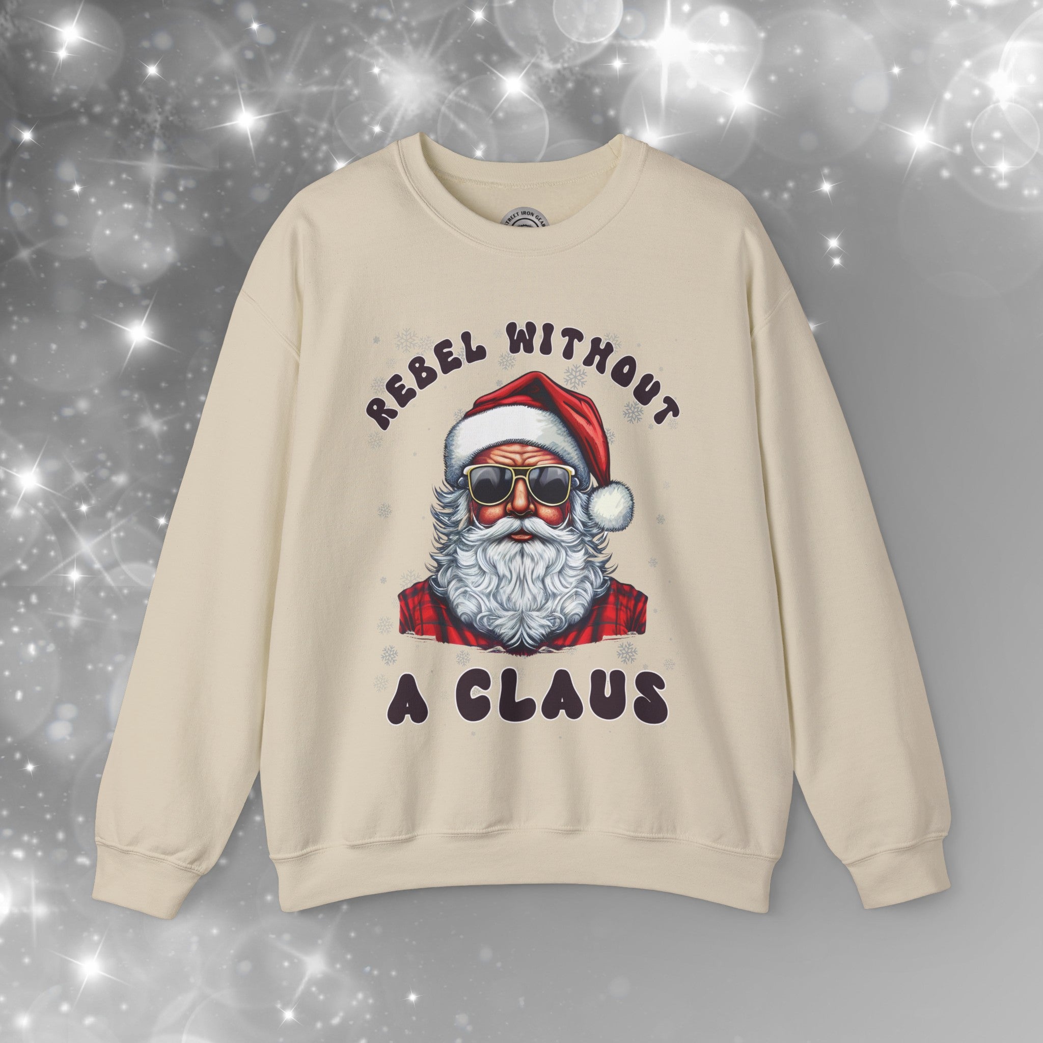 Funny Christmas Biker Santa Crew Neck Sweatshirt