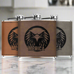 American Pride Laser Engraved Flask 6oz