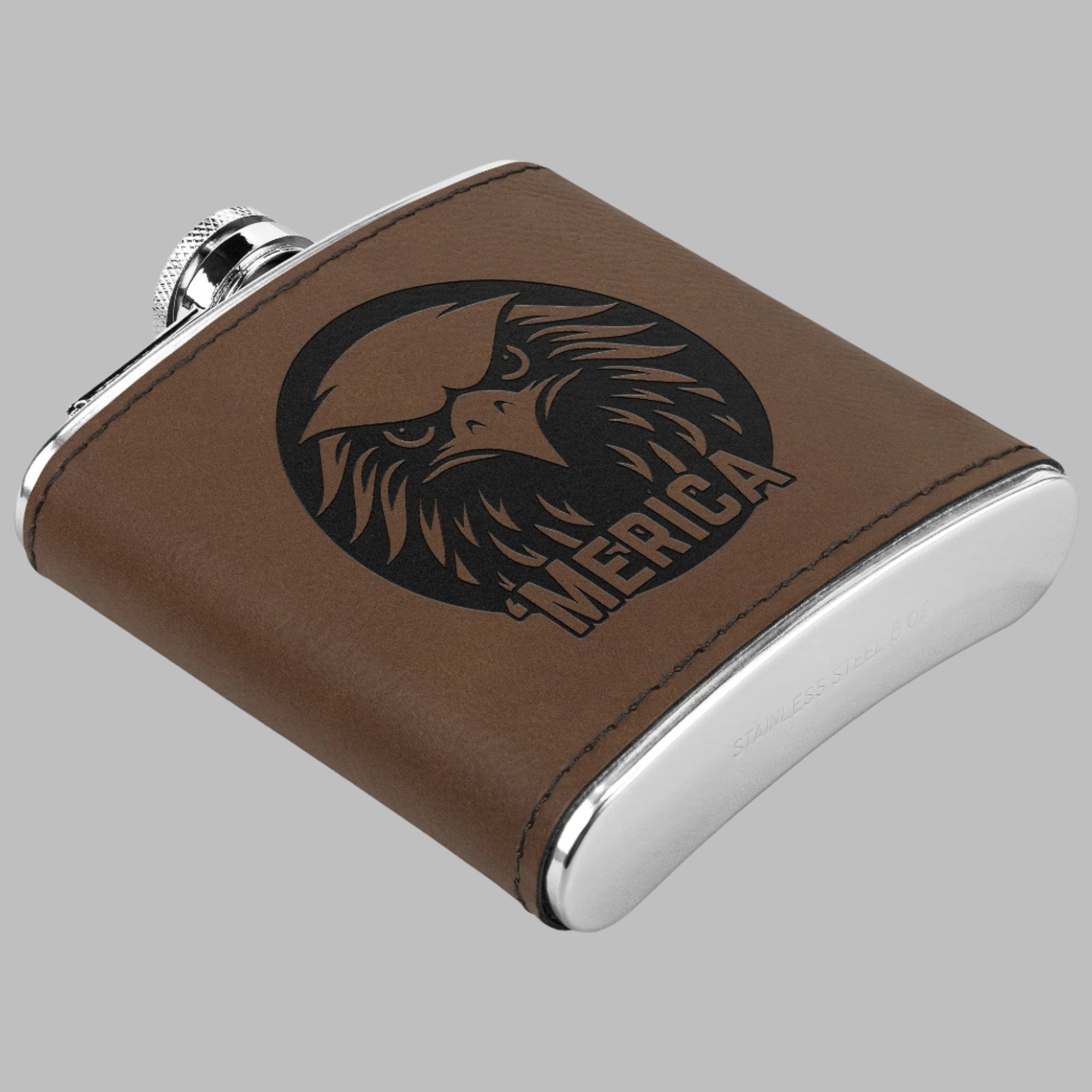 American Pride Laser Engraved Flask 6oz