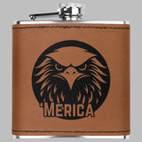 American Pride Laser Engraved Flask 6oz