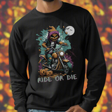 Halloween Biker Long Sleeve Crew Neck TShirt