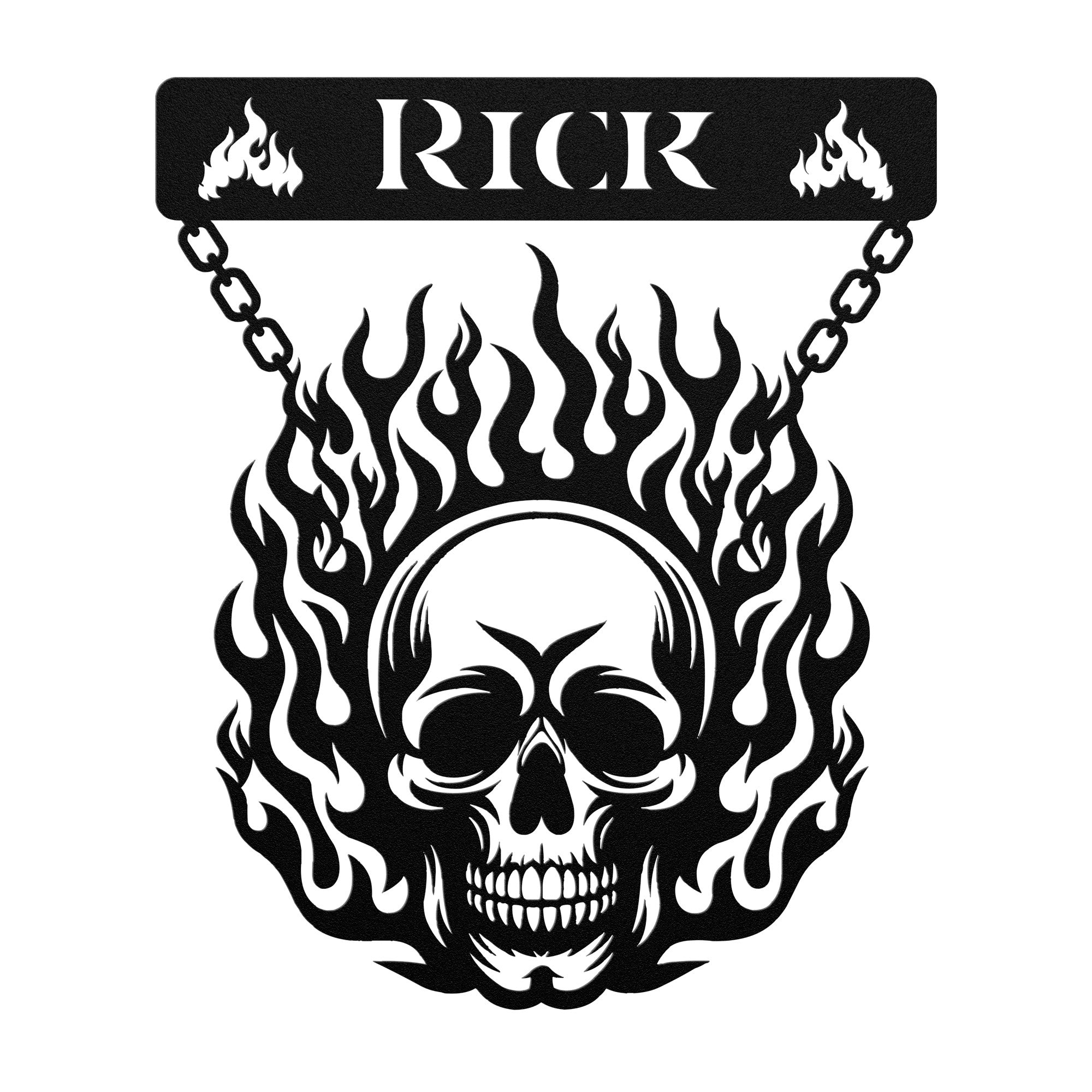 Flaming Skull Steel Wall Decor (Customizable)