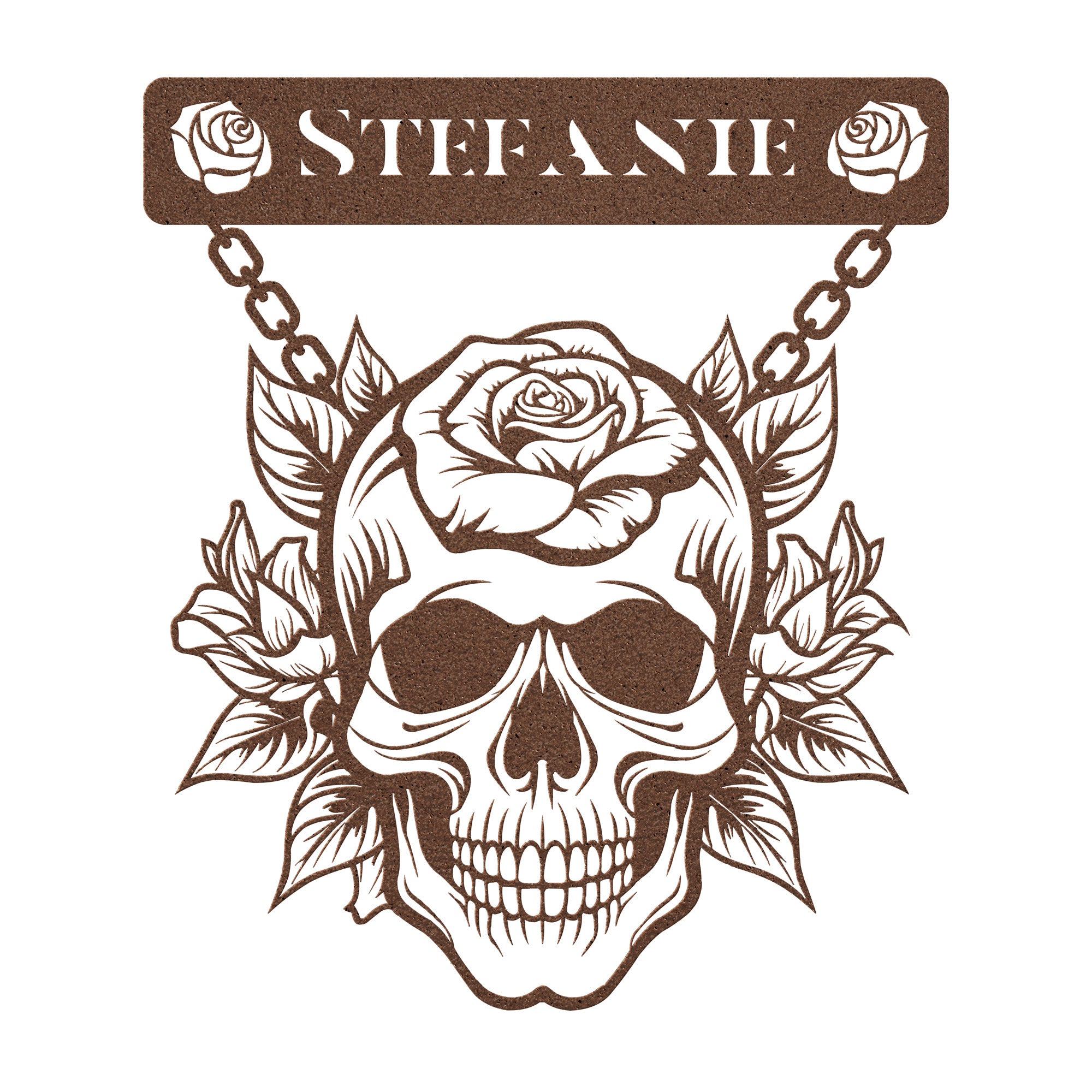 Skull and Rose Steel Wall Art (Customizable)