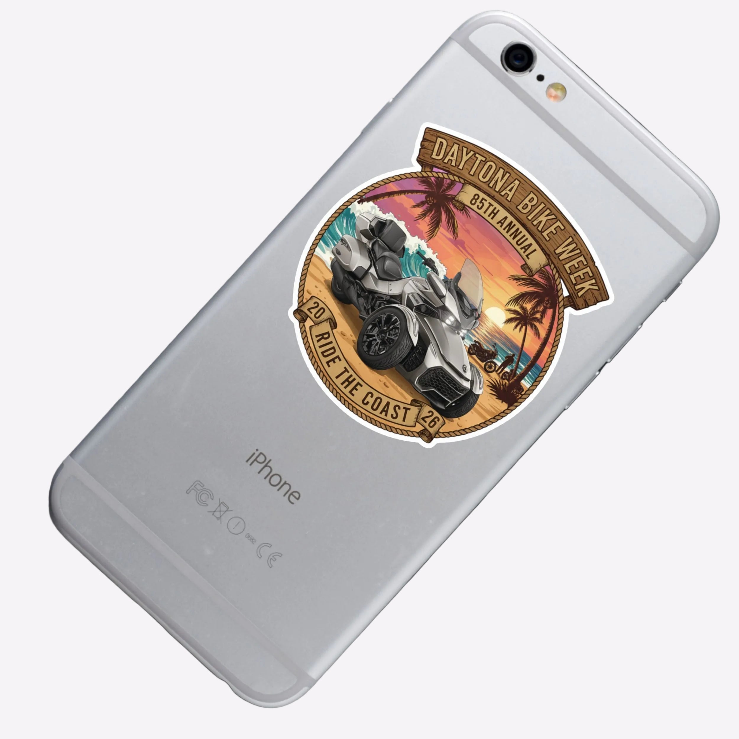 Phone case with Daytona Bike Week design on a dark background