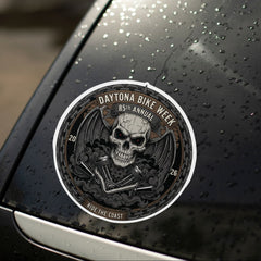 Daytona Bike Week logo on a wet car surface