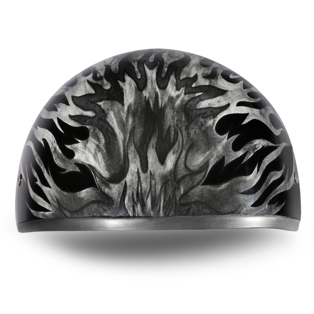 Motorcycle Graphic Half Face Helmet | Ignite Grey Flames